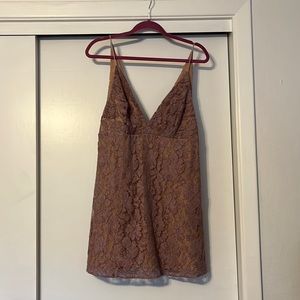 Free People mauve lace dress with attached nude slip underneath. Size 6.